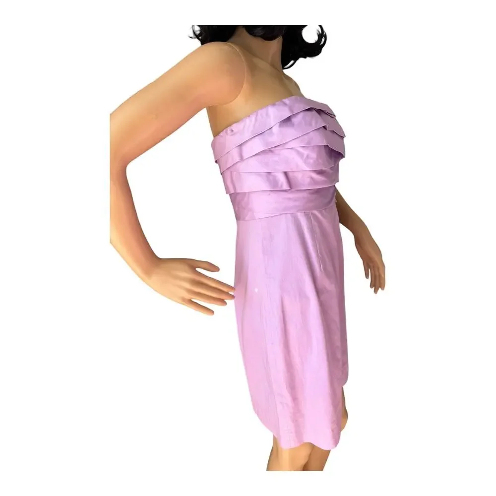 J. Crew Wave Bodice Strapless cotton lavender/ purple dress size 6